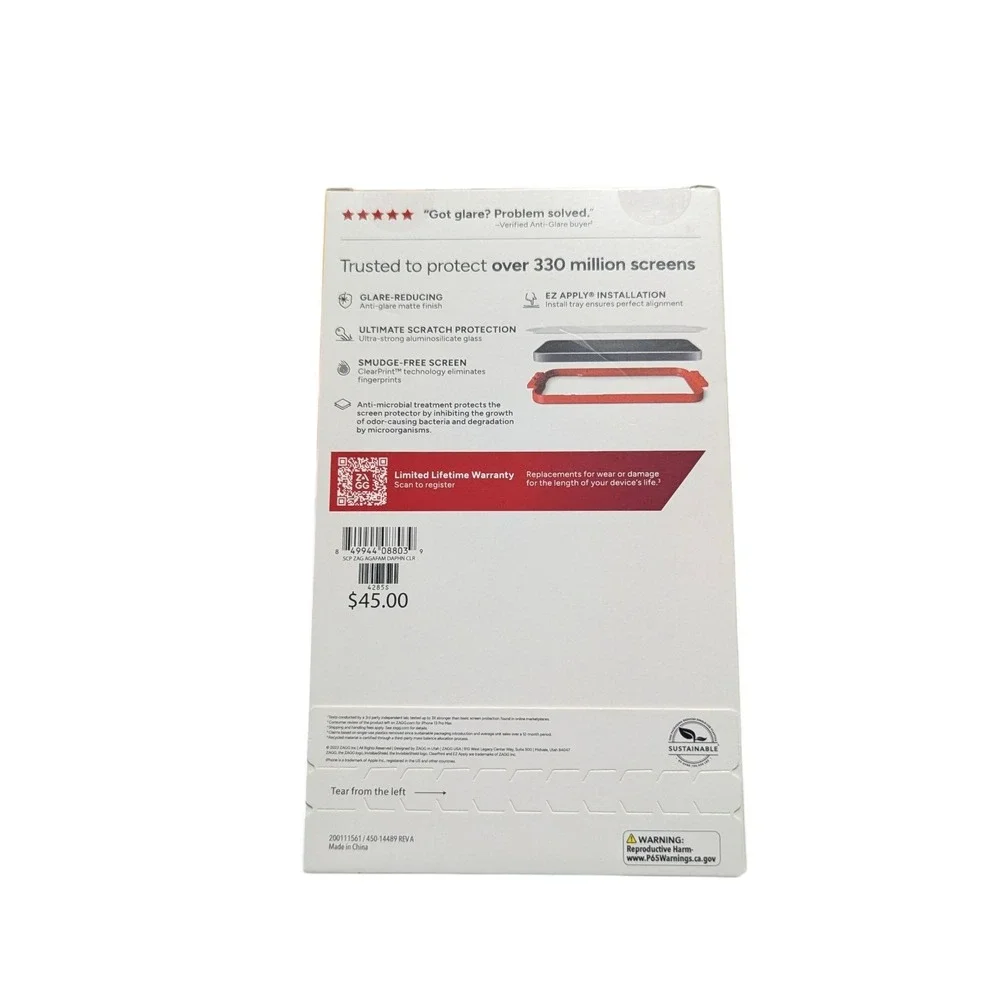Mm1N Zagg Invisible Shield Glass Anti-glare Screen Protector for Apple iPhone 15